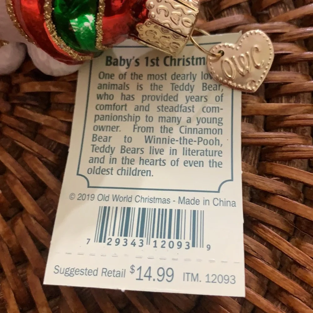Old World Christmas Hanging Ornament Baby’s 1st Christmas Bear Please Read NWT